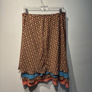 Christopher & Banks Tiered Skirt Women's Size 8 Boho Y2K Peasant Festival Artsy